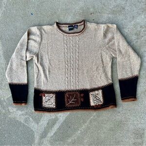 Erika Beige and Black Crewneck Sweater